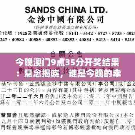 今晚澳门9点35分开奖结果：悬念揭晓，谁是今晚的幸运之星？