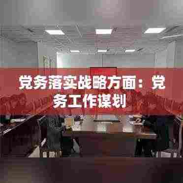 党务落实战略方面:党务工作谋划