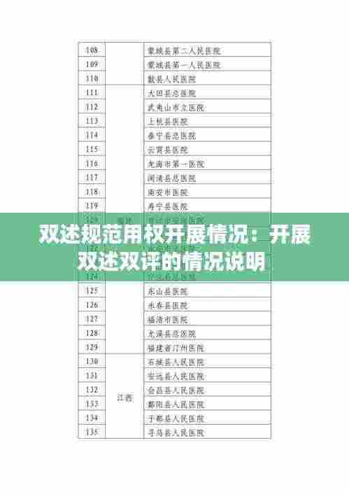 双述规范用权开展情况:开展双述双评的情况说明