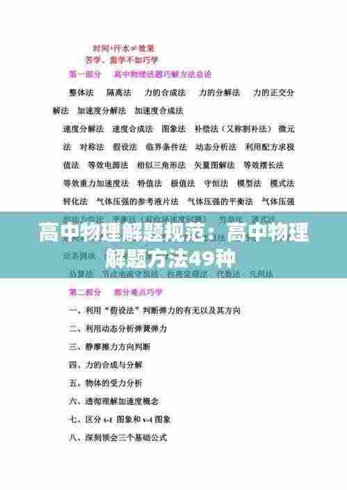 高中物理解题规范:高中物理解题方法49种