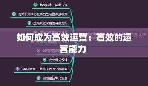 如何成为高效运营:高效的运营能力