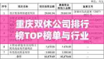 重庆双休公司排行榜TOP榜单与行业深度解析