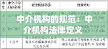 中介机构的规范：中介机构法律定义 
