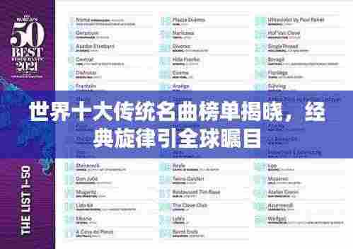 世界十大传统名曲榜单揭晓，经典旋律引全球瞩目