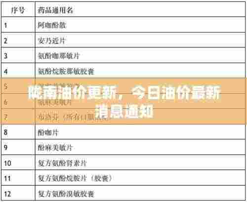 陇南油价更新，今日油价最新消息通知