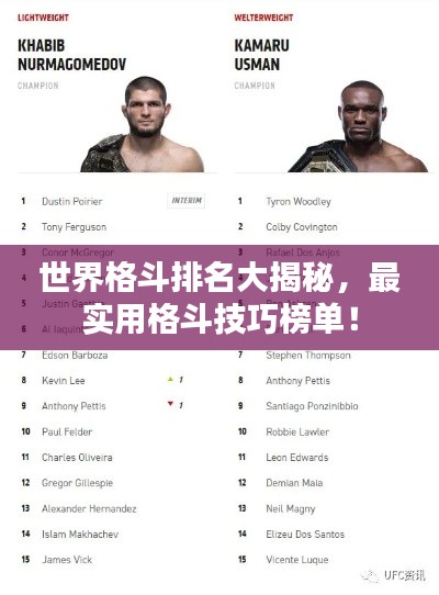 世界格斗排名大揭秘，最实用格斗技巧榜单！
