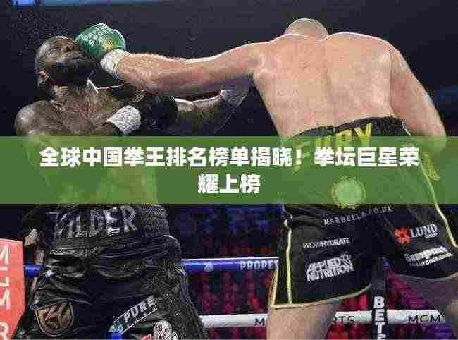 全球中国拳王排名榜单揭晓!拳坛巨星荣耀上榜