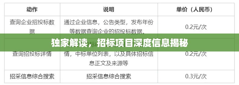 独家解读,招标项目深度信息揭秘