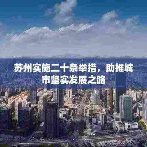 苏州实施二十条举措,助推城市坚实发展之路